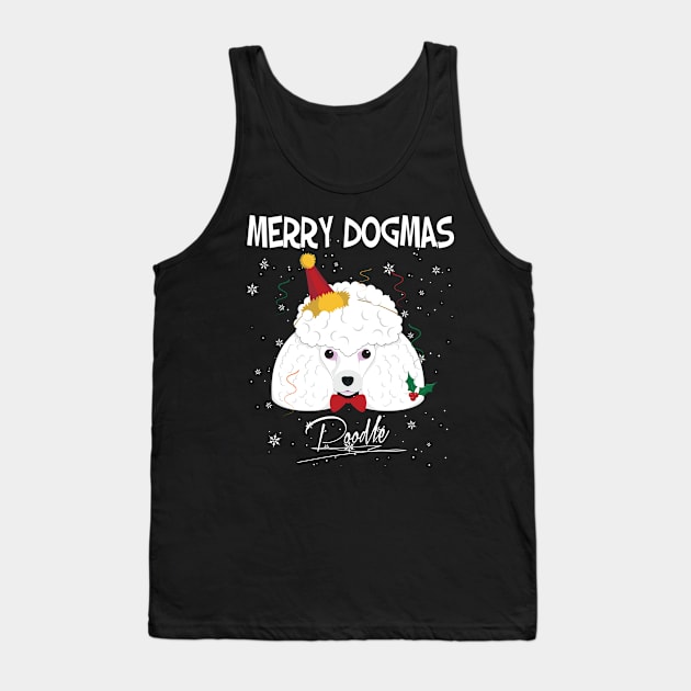 Merry Dogmas Poodle Dog Wearing A Party Hat Funny Xmas Gift Tank Top by salemstore